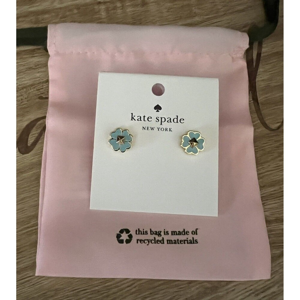 Kate Spade New York Spades & Studs Blue and Gold Enamel Studs With Dust Bag NWT